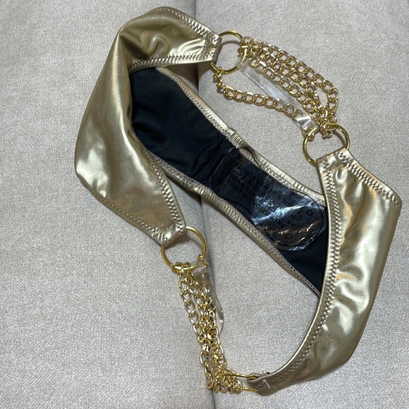 NWT (XS/S) Gold chain gold foil swim bottoms label MfitsS gold hoop circle sides - Picture 3 of 6